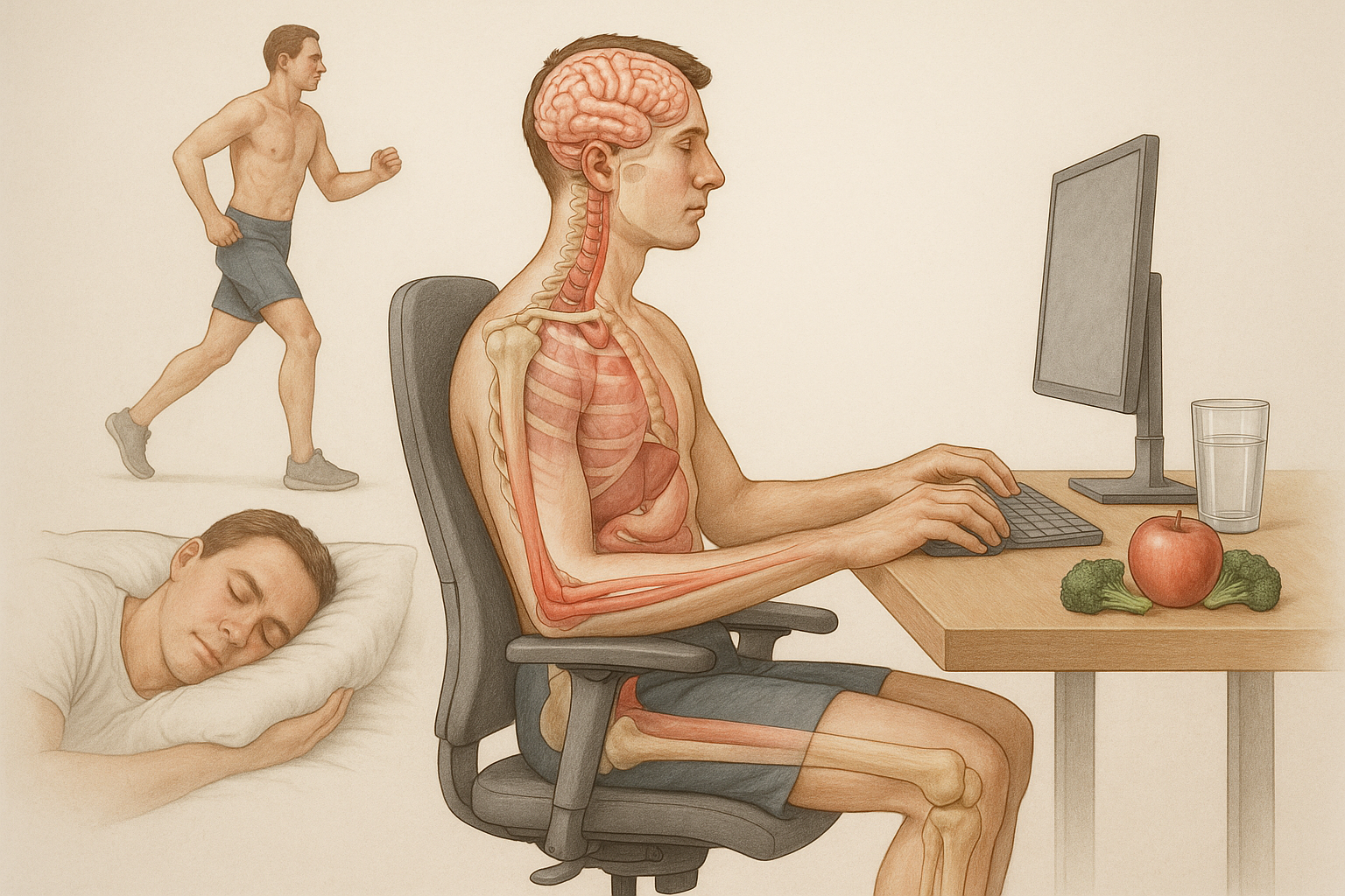 Een gezond lichaam begint bij een pijnvrije houding - Illustration