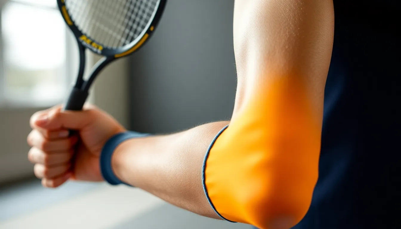 Oefenlezer: versterk je grip met elastiek voor tennisarm verlichting - Illustration