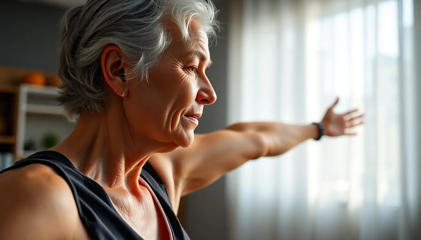 Oefenlezer: ontdek essentiële udstrækningsøvelser voor ouderen om pijn te verminderen en mobiliteit te verbeteren - Illustration