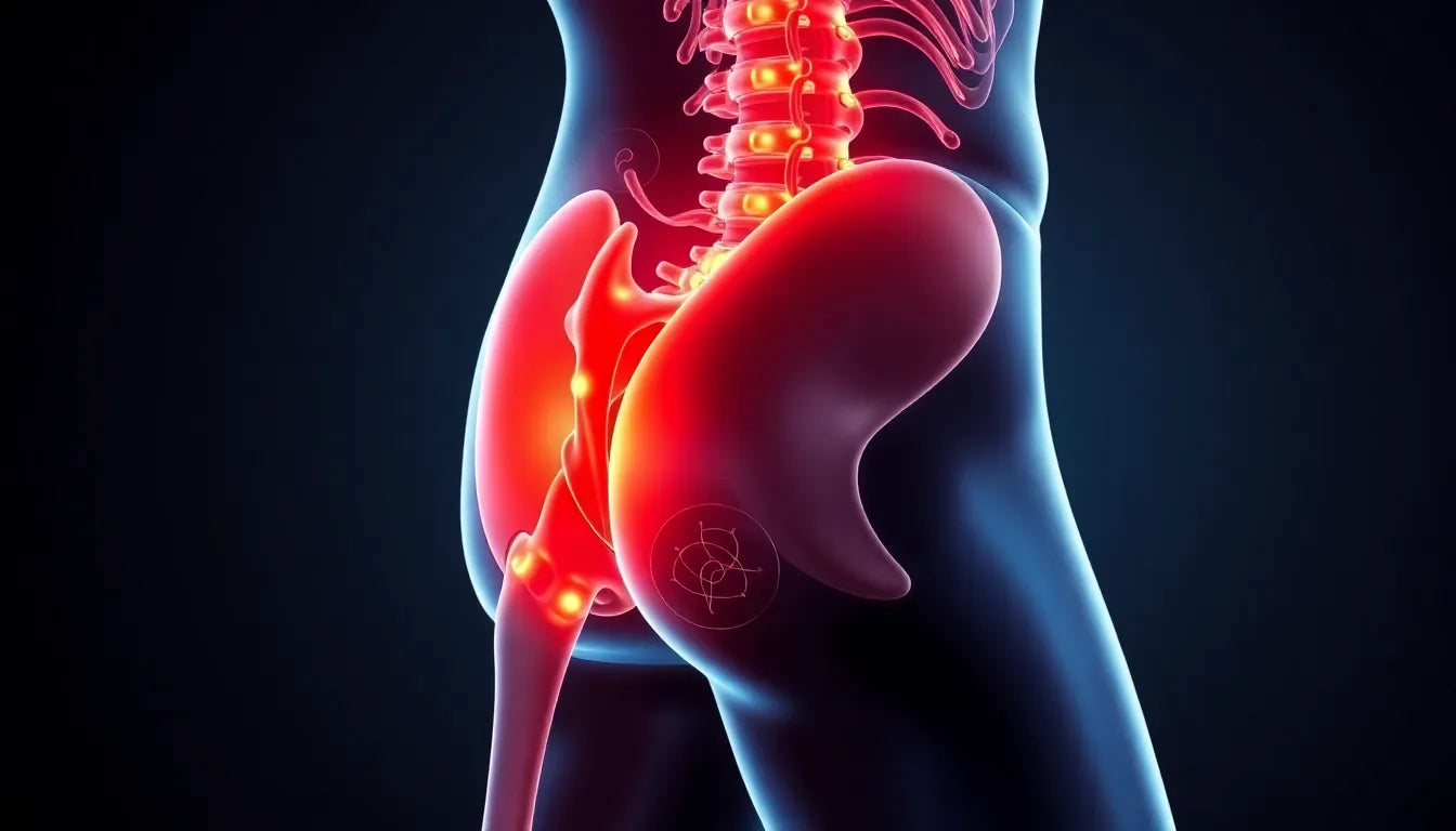 Zittend van ischiaspijn af: eenvoudige oefeningen voor thuis of op kantoor - Illustration