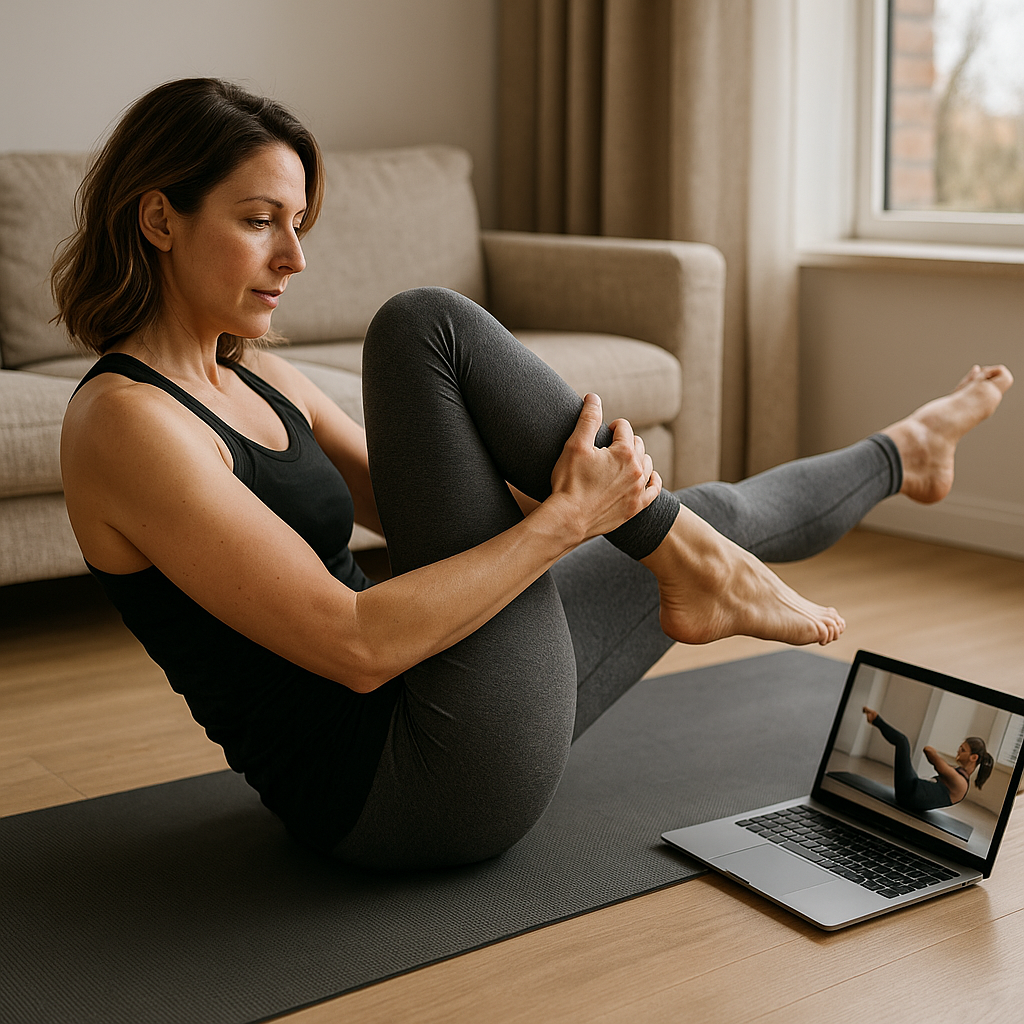Pilates online: ontdek de kracht van thuis trainen voor lichaam en geest - Illustration
