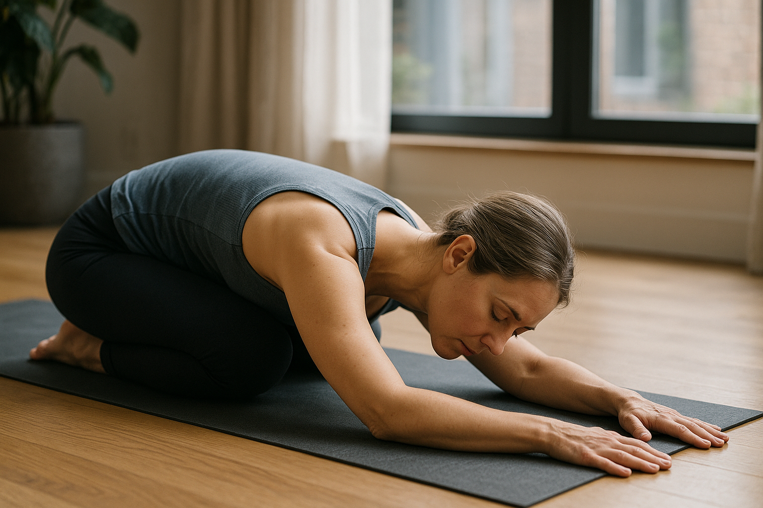 Yin yoga oefeningen: ontspan en herstel met eenvoudige houdingen voor thuis - Illustration