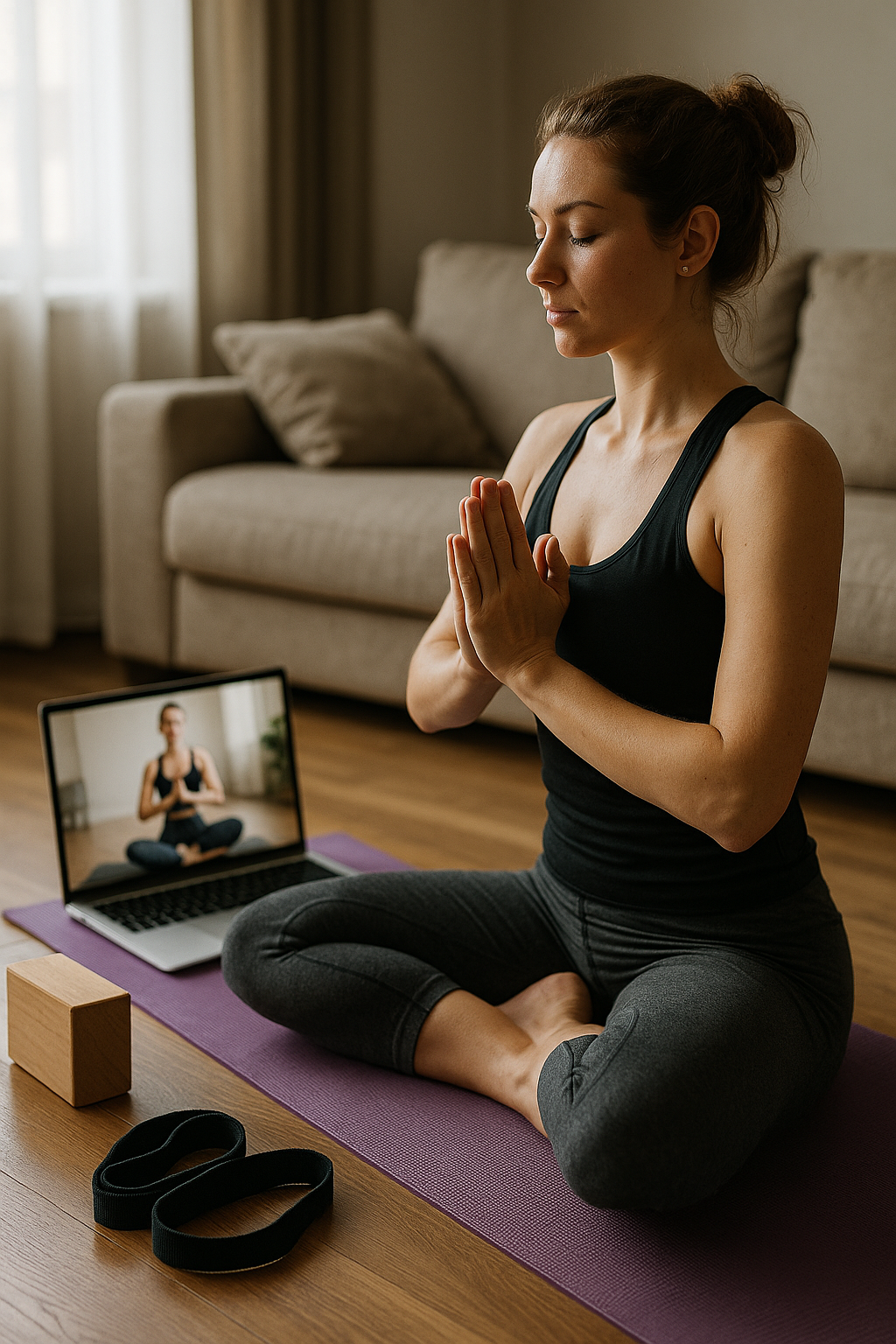 Yoga online: ontdek de kracht van virtueel ontspannen - Illustration