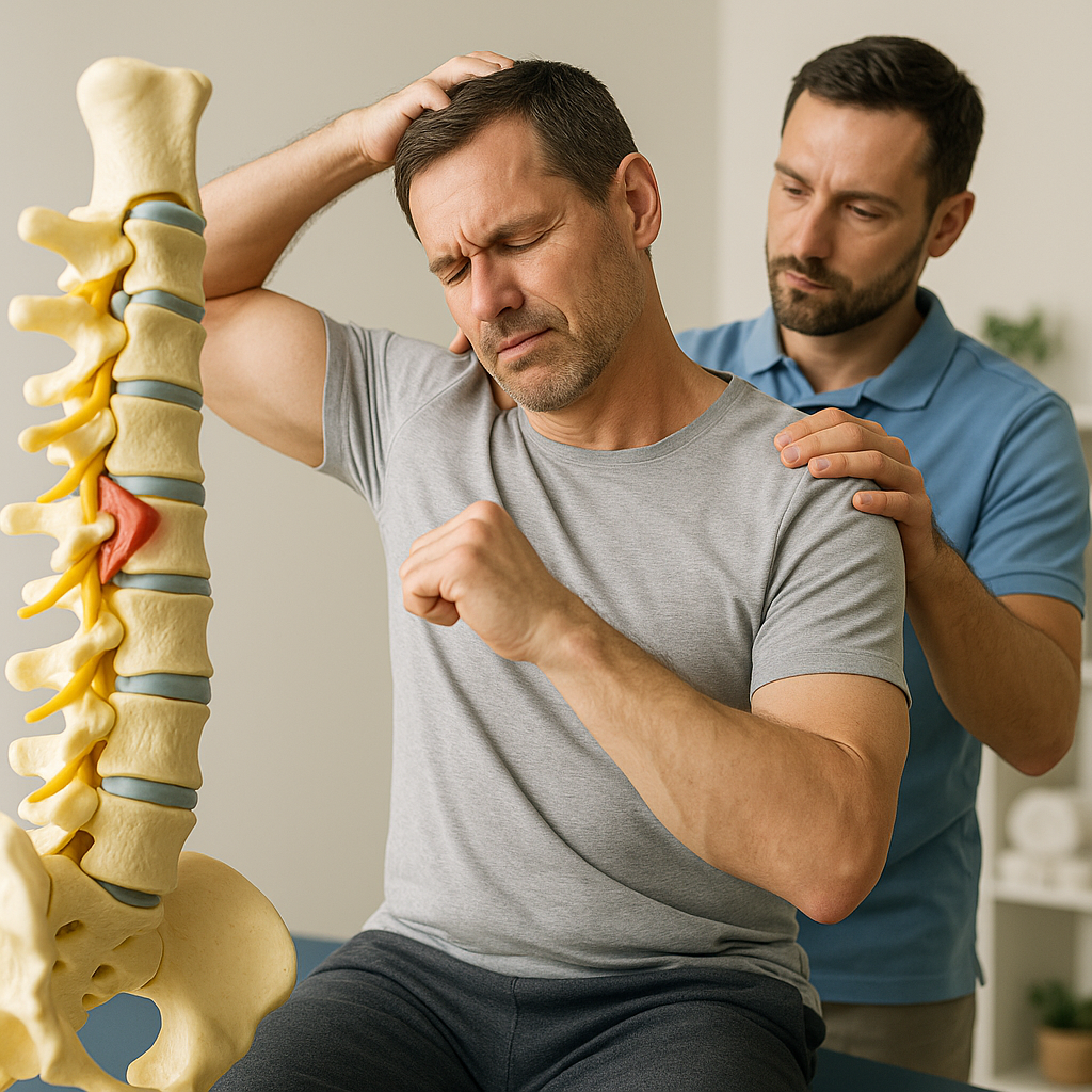 Herstel je nek met fysiotherapie: zeg vaarwel tegen hernia pijn! - Illustration