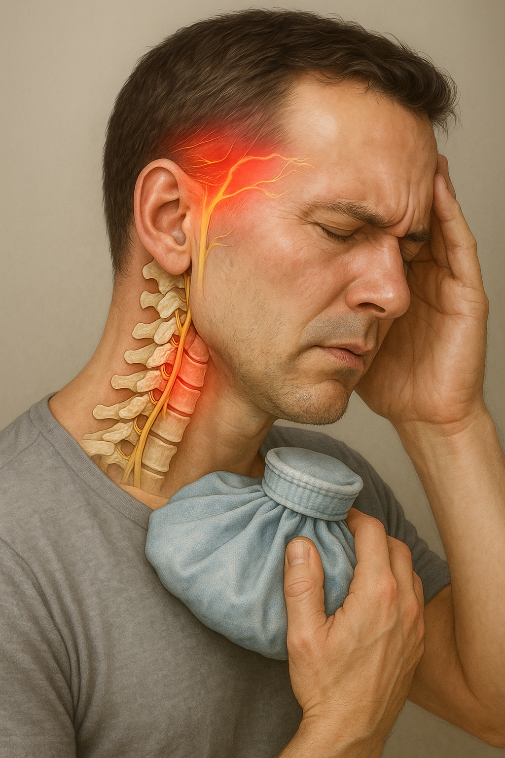 Verlicht nekpijn die naar je hoofd straalt met slimme ergonomische oplossingen - Illustration