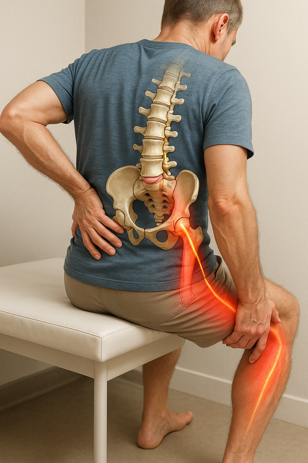 Verlicht de pijn van een sciatische zenuw in je rechterbeen met deze tips - Illustration