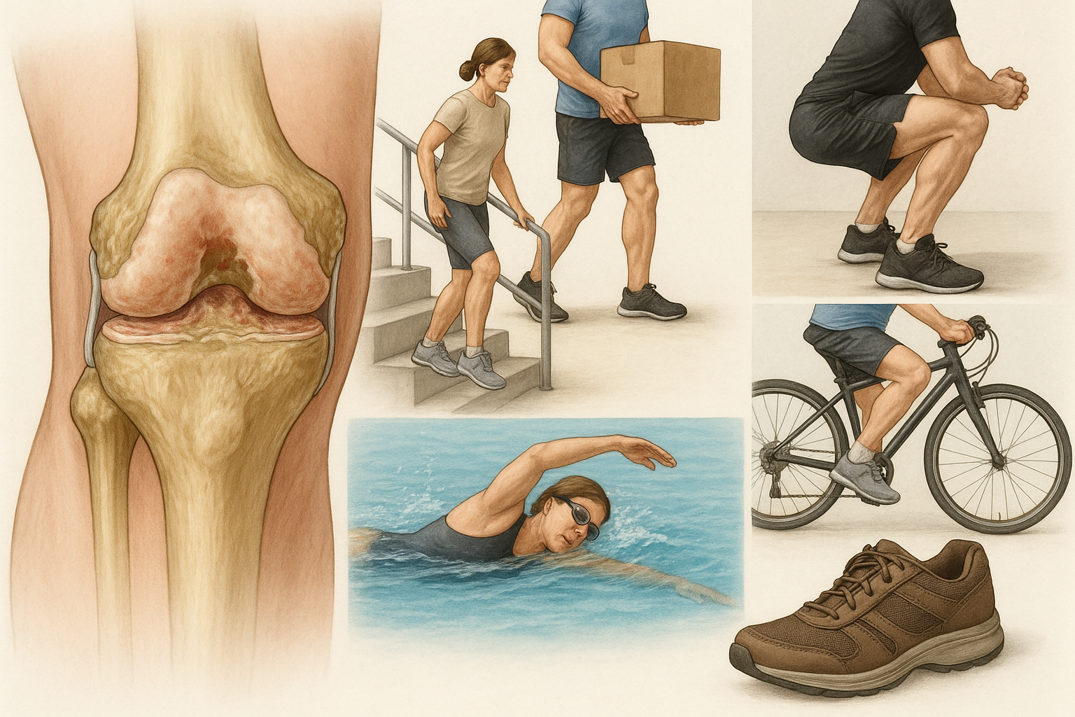 Beweeg slim: bescherm je knieën bij artrose en vermijd deze valkuilen! - Illustration