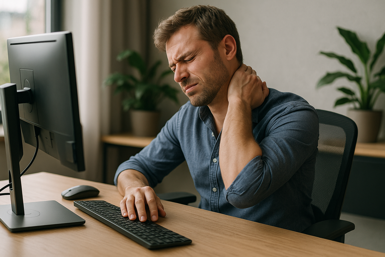 Verlicht spanning in nekspieren: ontdek de kracht van ontspanning en ergonomie - Illustration