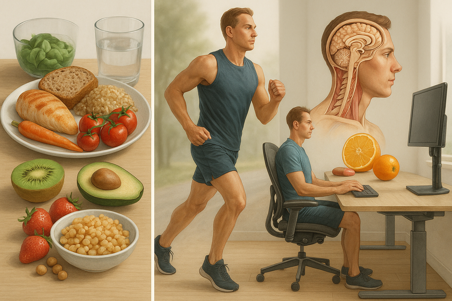 Energiek door de dag: ontdek de kracht van voeding en beweging - Illustration
