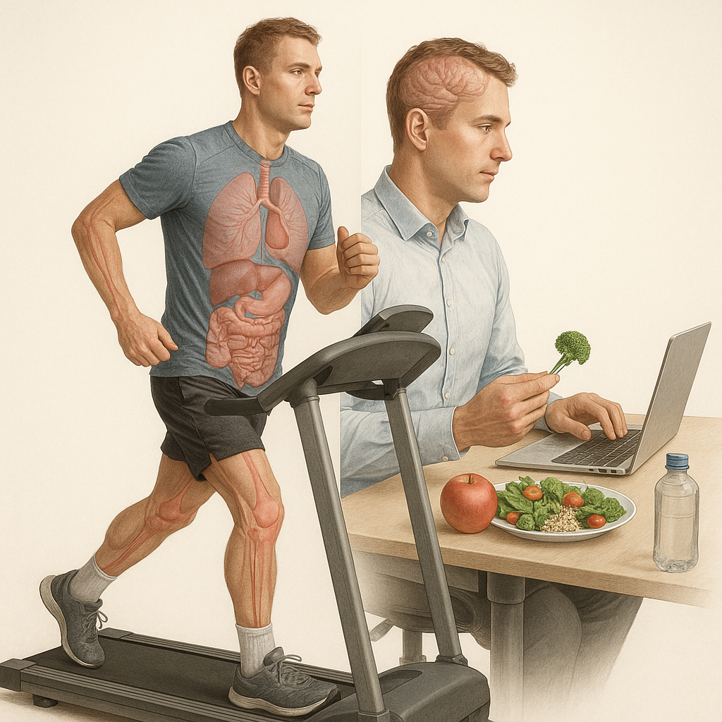 Bewegen en voeding: de perfecte balans voor een gezonde werkdag - Illustration
